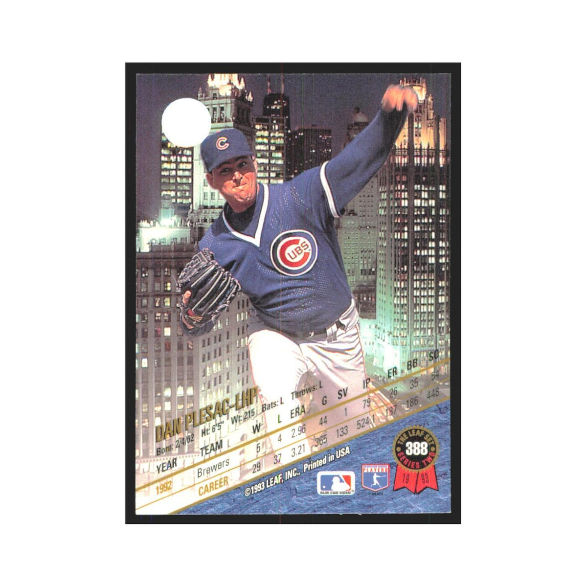 1993 Leaf Dan Plesac Cubs #388