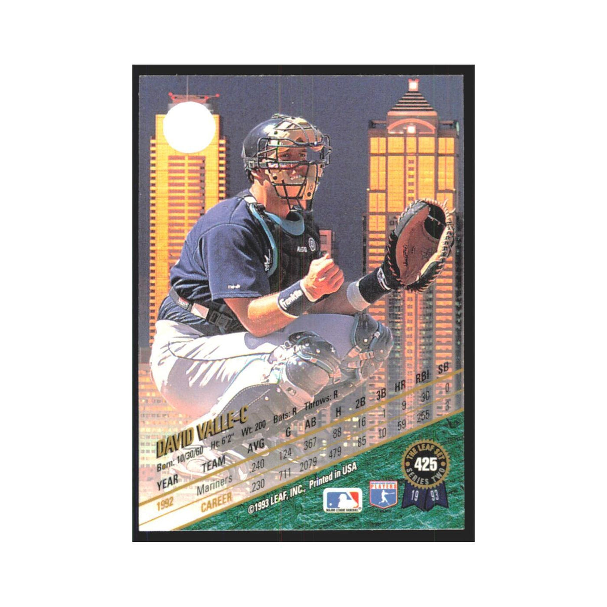 1993 Leaf Dave Valle Mariners #425
