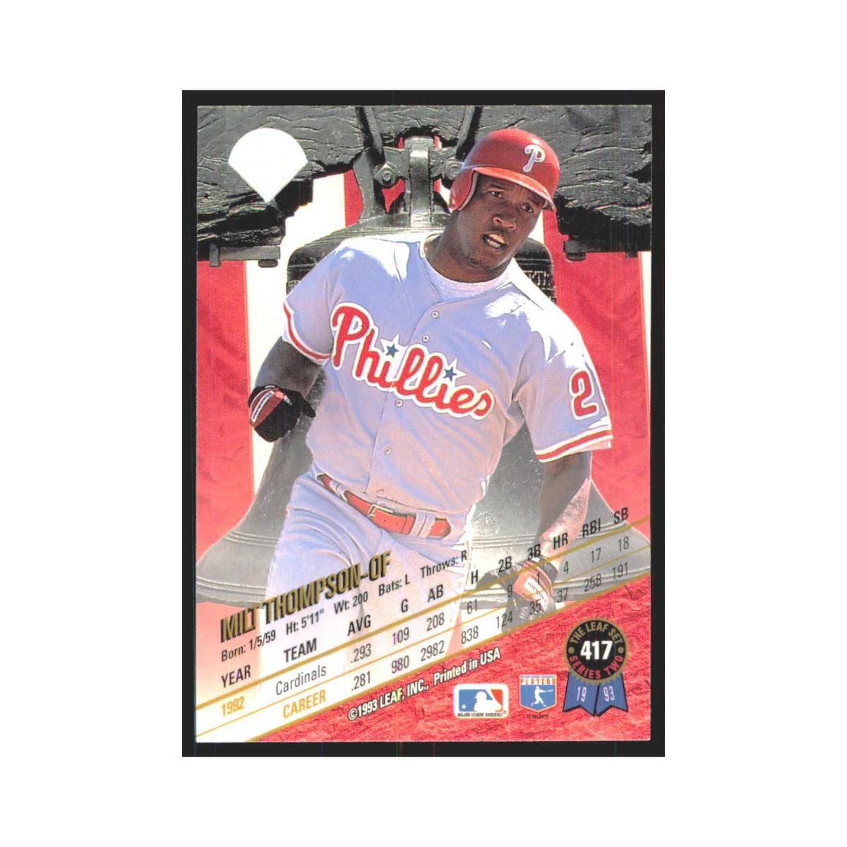 1993 Leaf Milt Thompson Phillies #417