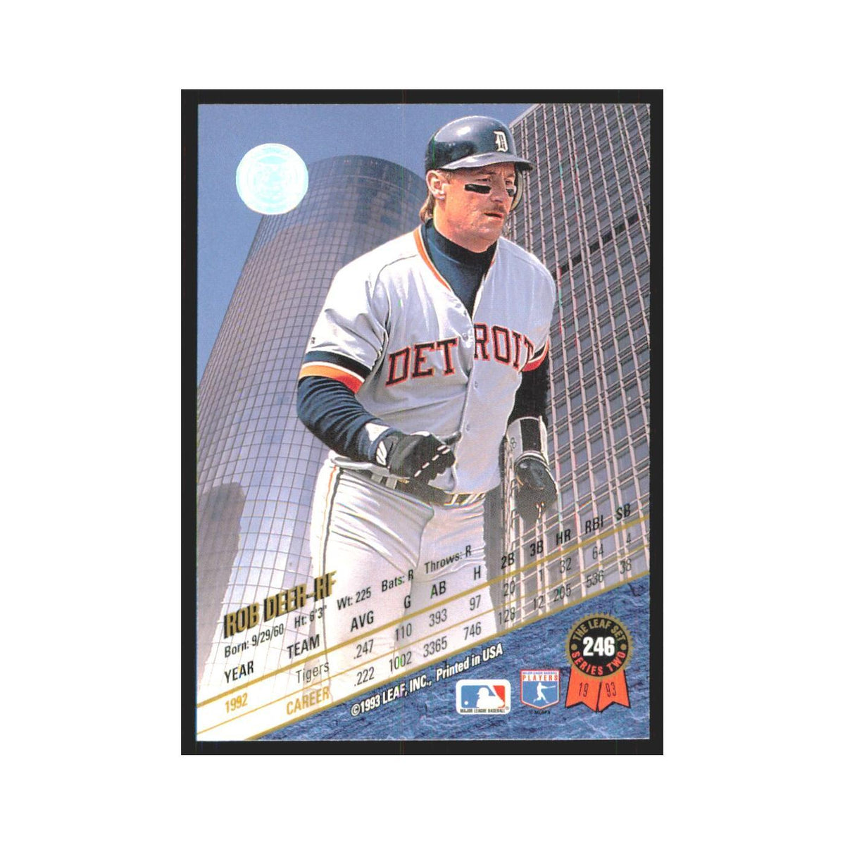1993 Leaf Rob Deer Tigers #246