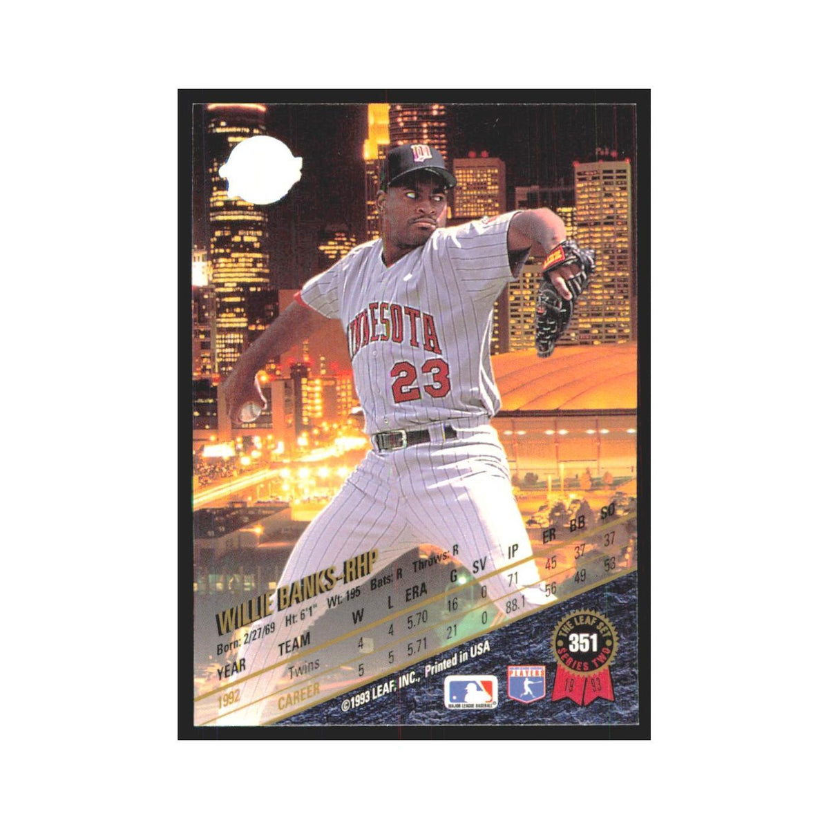 1993 Leaf Willie Banks Twins #351