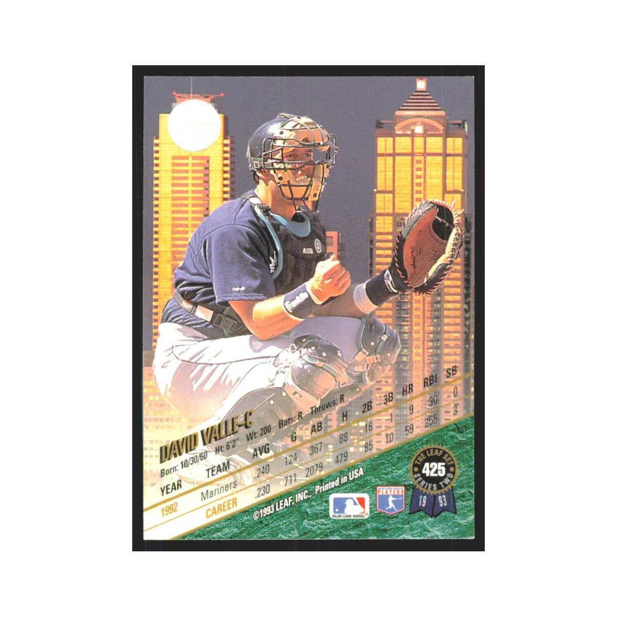 1993 Leaf Dave Valle Mariners #425