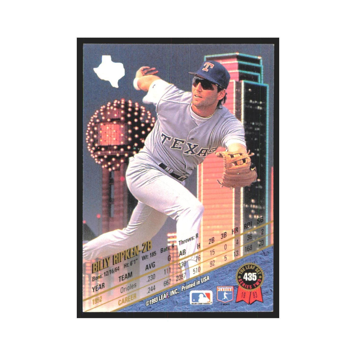 1993 Leaf Billy Ripken Rangers #435
