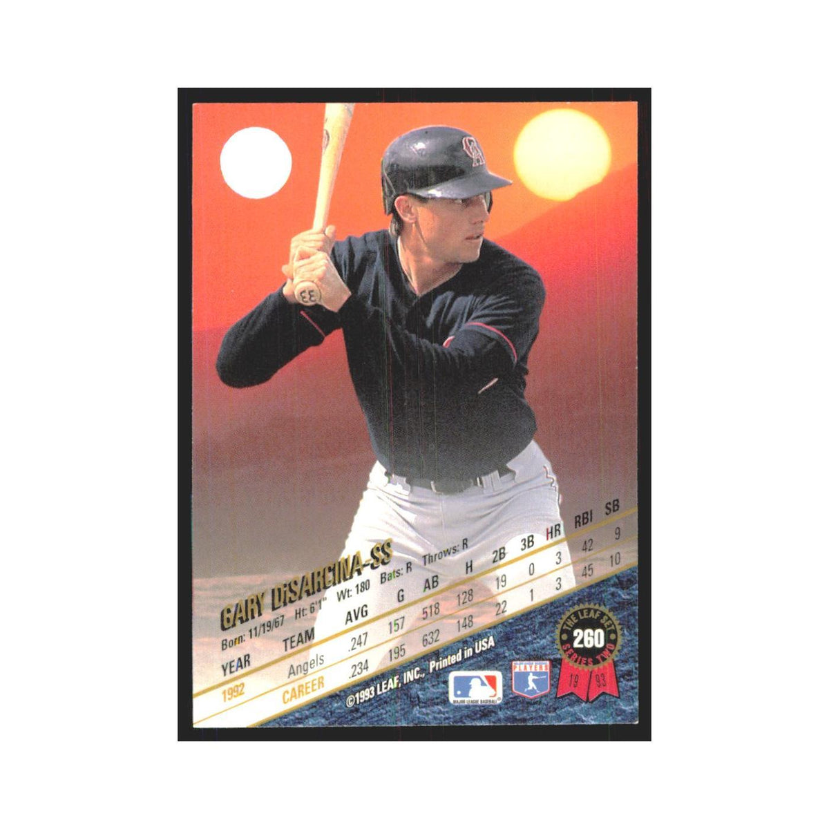 1993 Leaf Gary DiSarcina Angels #260