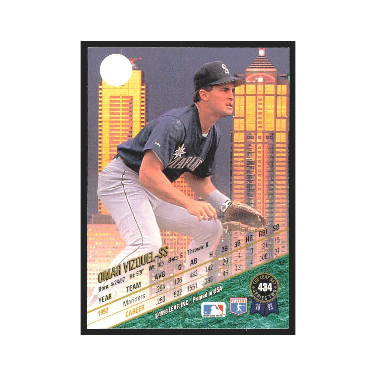 1993 Leaf Omar Vizquel Mariners #434