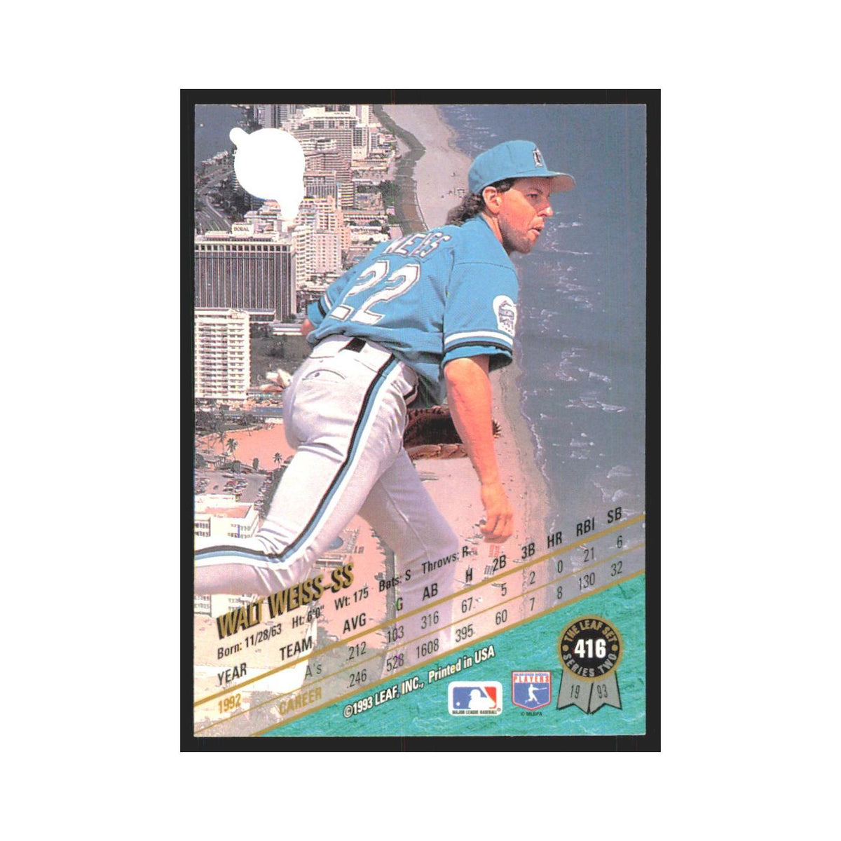 1993 Leaf Walt Weiss Florida Marlins #416