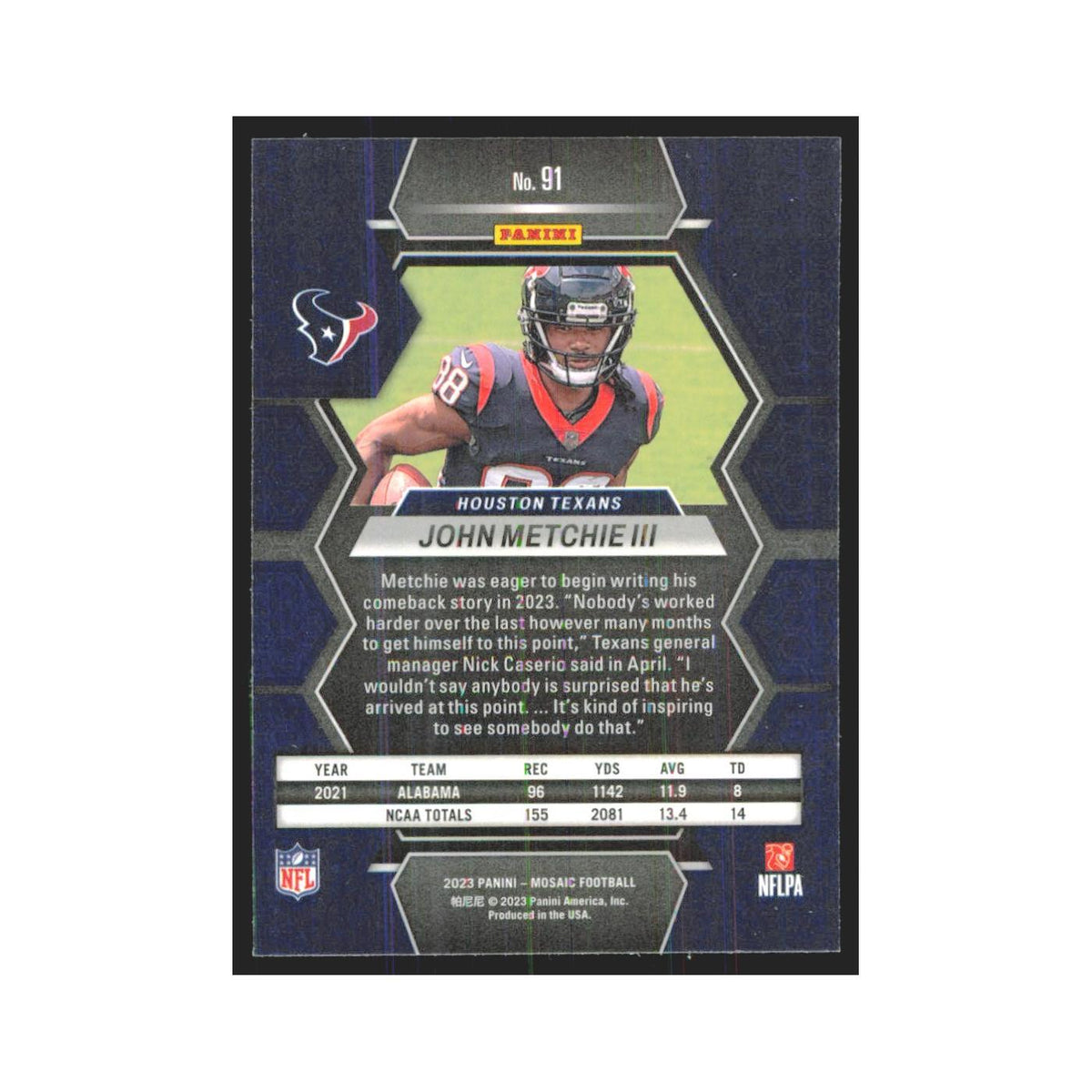 2023 Mosaic John Metchie III Texans #91
