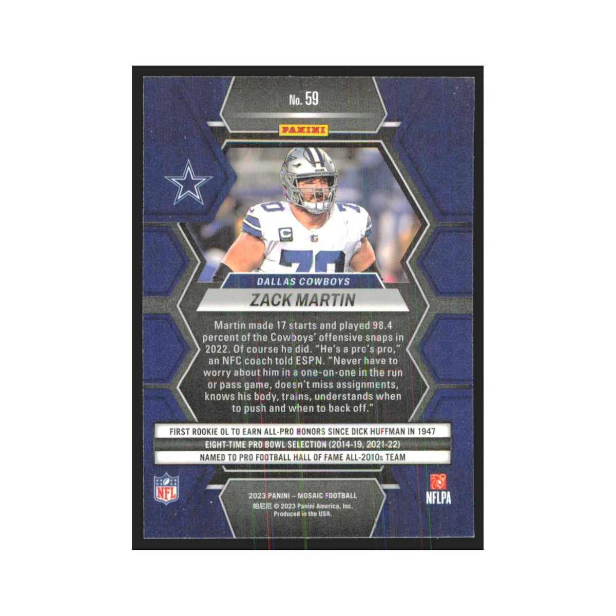2023 Mosaic Zack Martin Cowboys #59