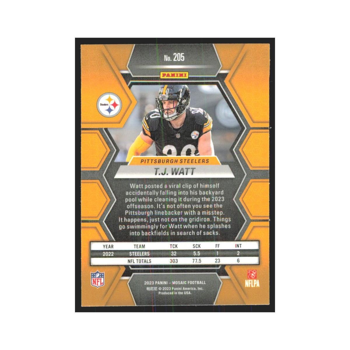 2023 Mosaic T.J. Watt Steelers #205