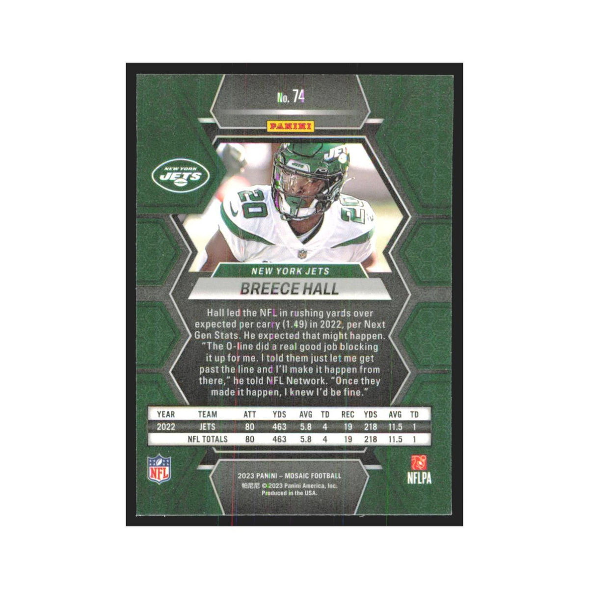 2023 Mosaic Breece Hall Jets #74