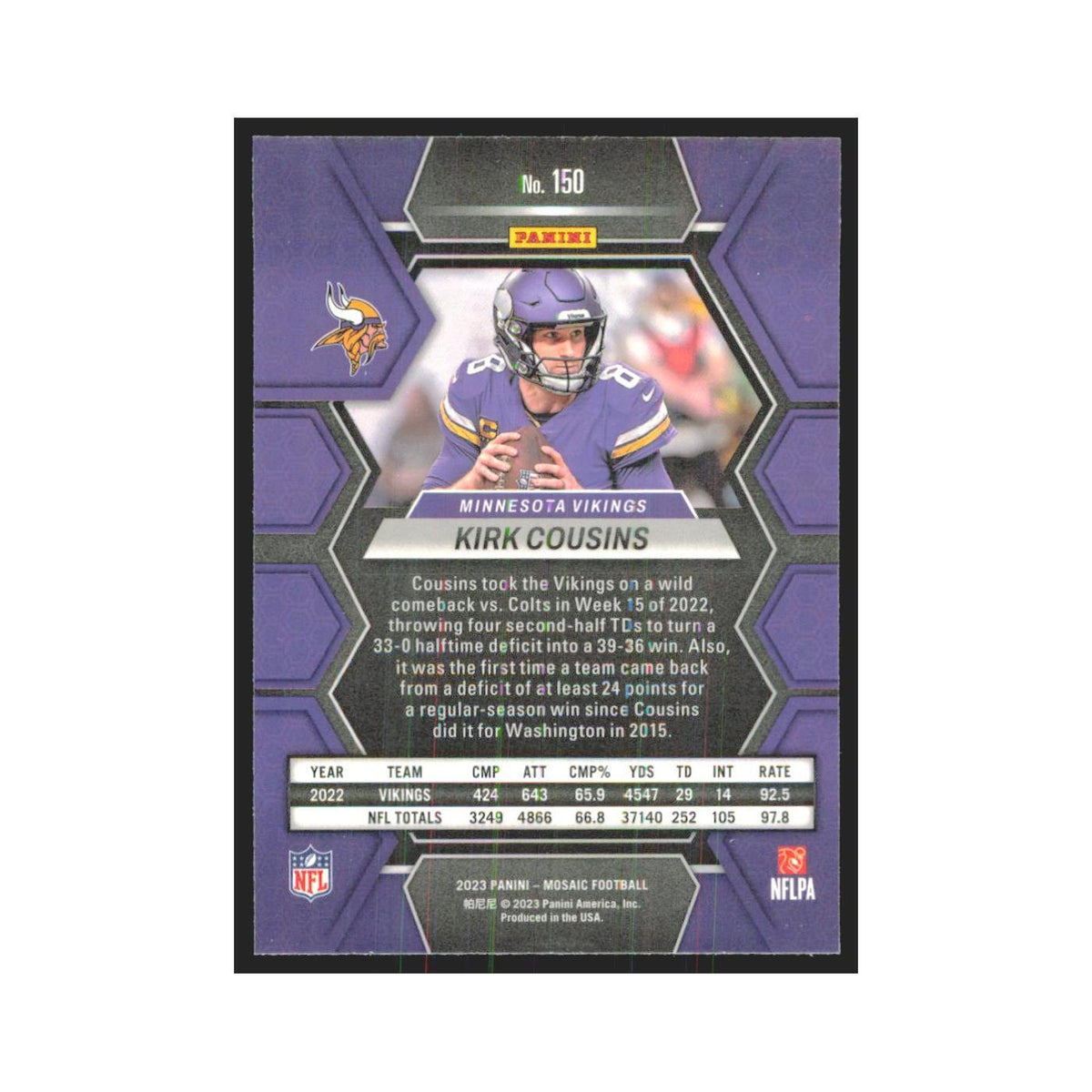 2023 Mosaic Kirk Cousins Vikings #150
