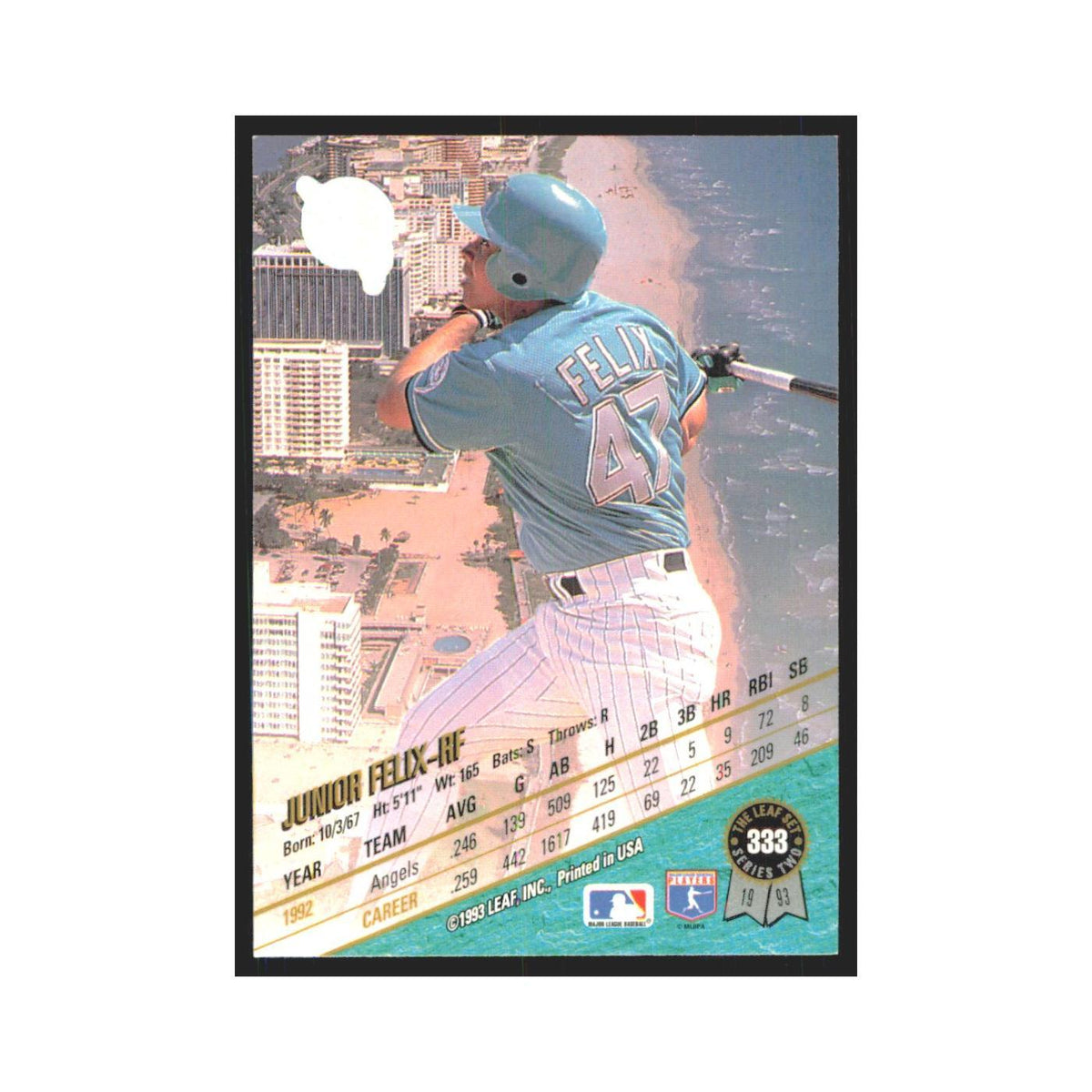 1993 Leaf Junior Felix Florida Marlins #333