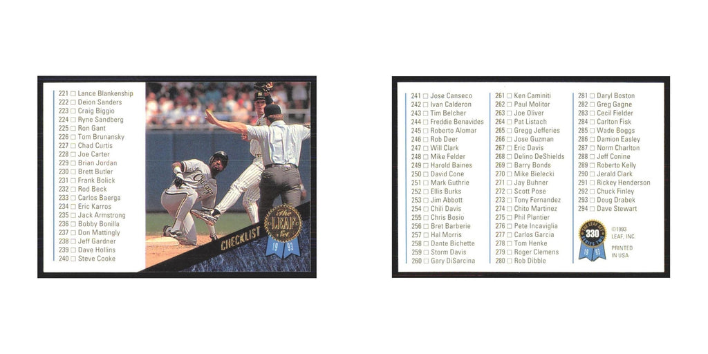 1993 Leaf Checklist 221-294 #330