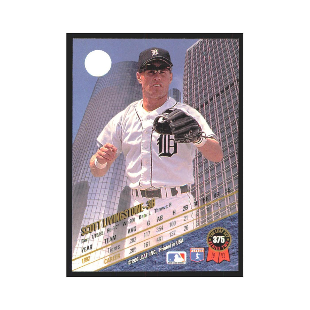 1993 Leaf Scott Livingstone Tigers #375