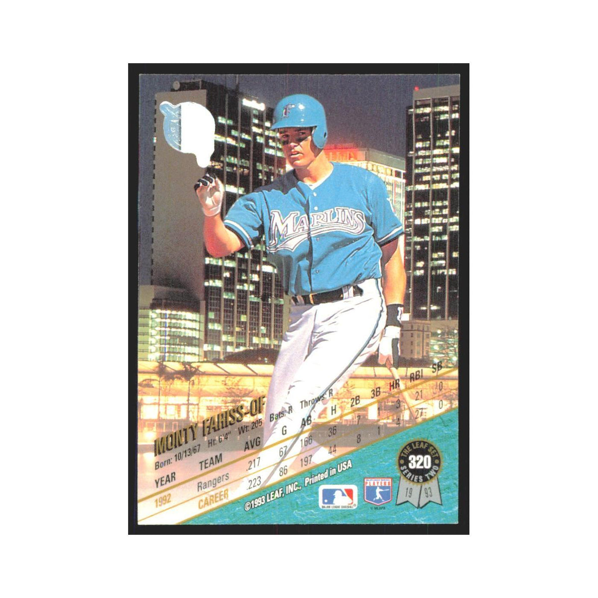 1993 Leaf Monty Fariss Florida Marlins #320