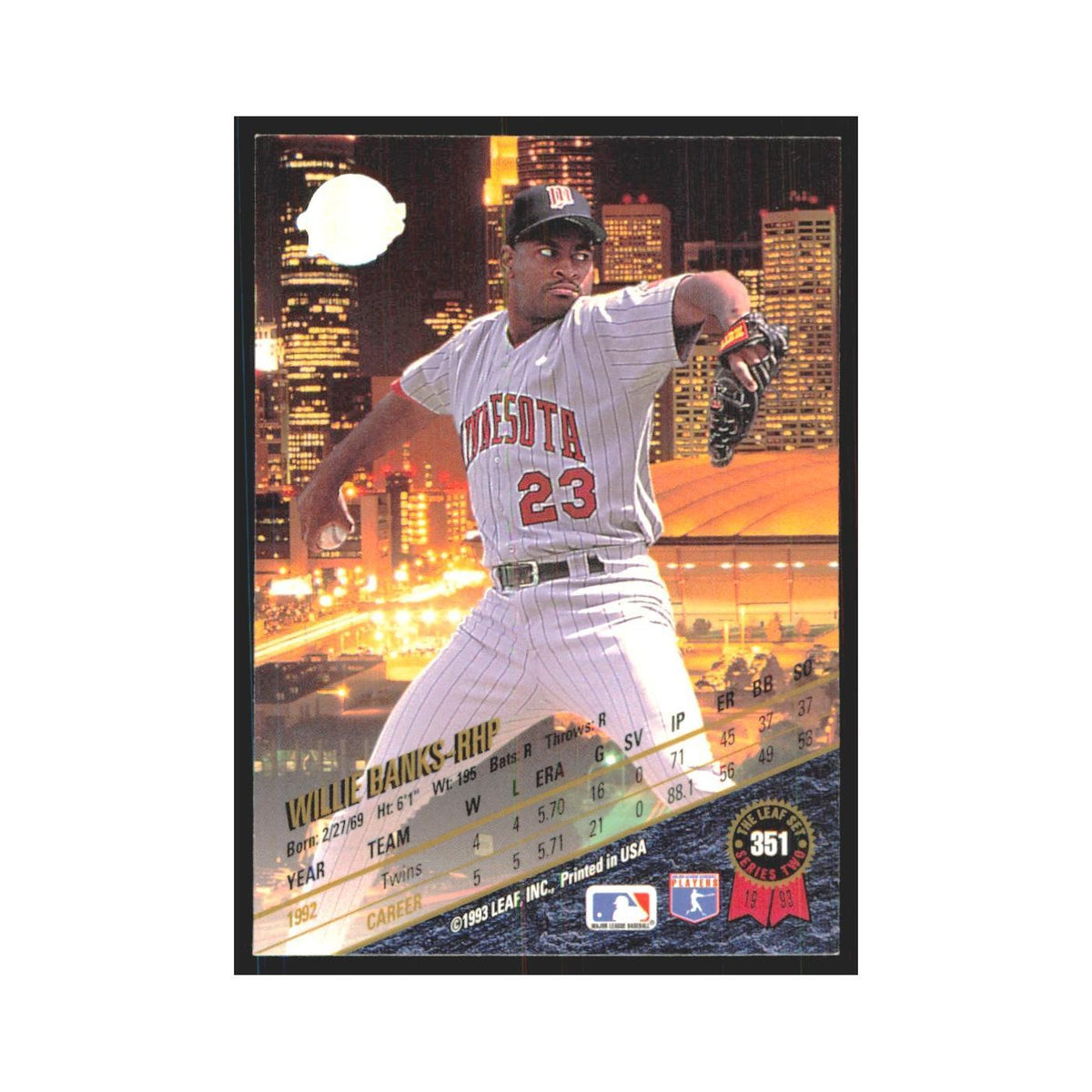 1993 Leaf Willie Banks Twins #351