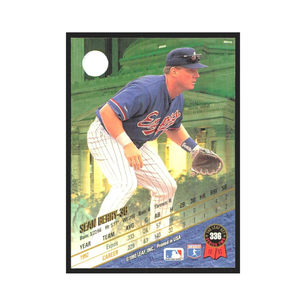 1993 Leaf Sean Berry Montreal Expos #336