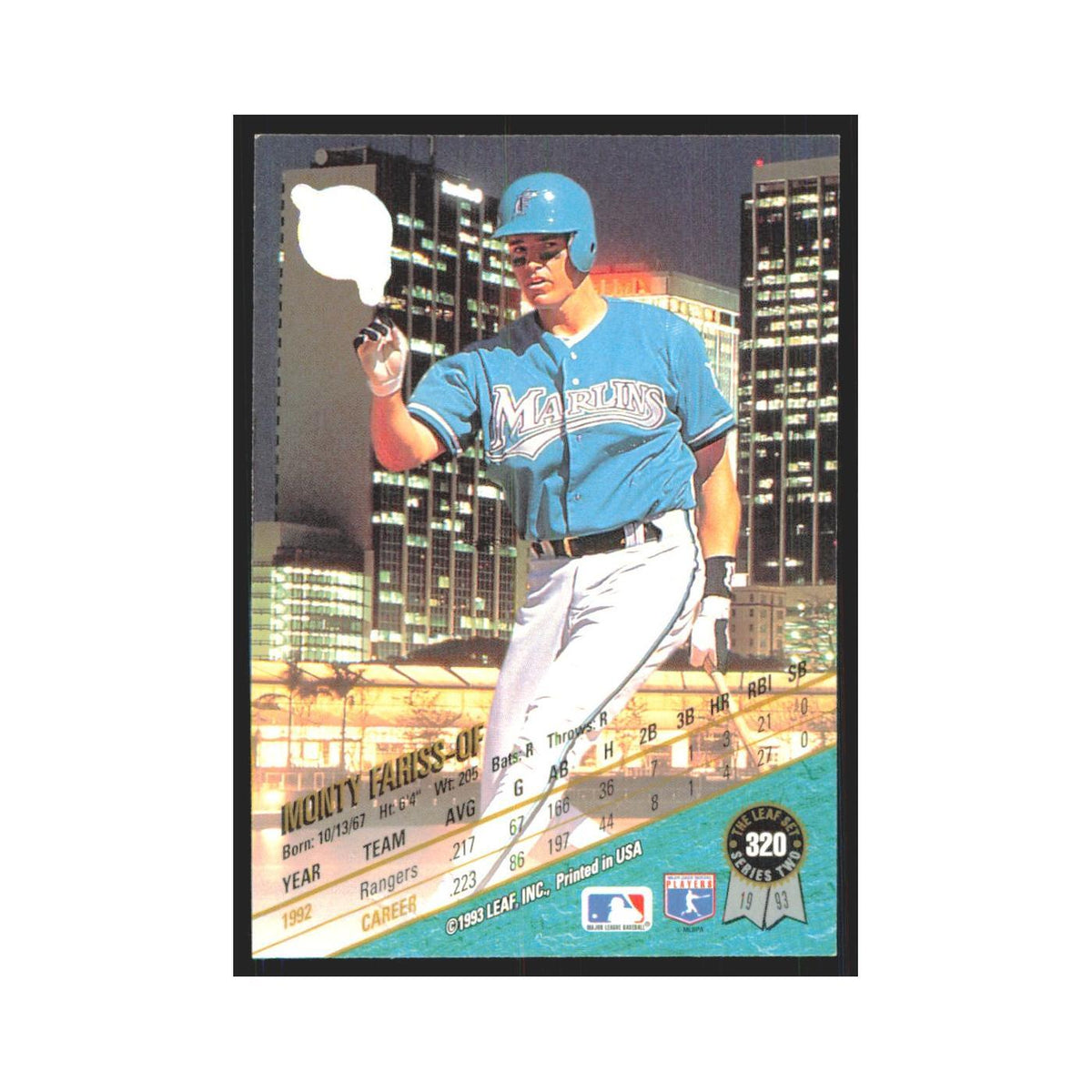1993 Leaf Monty Fariss Florida Marlins #320