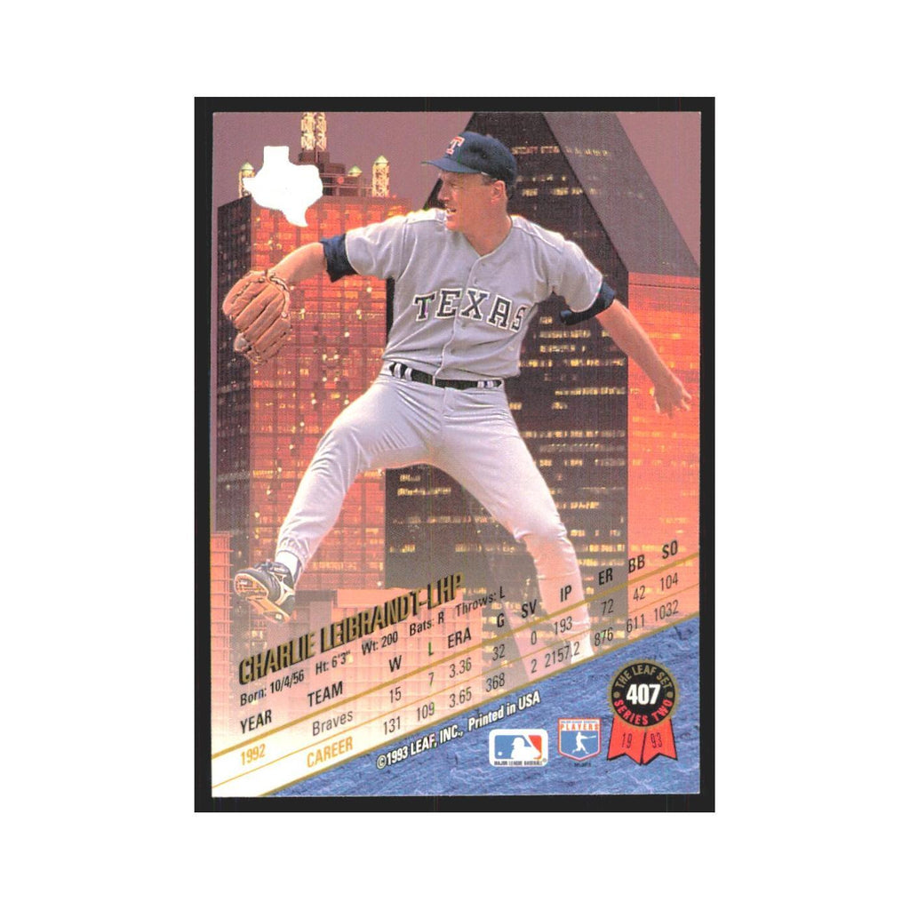 1993 Leaf Charlie Leibrandt Rangers #407