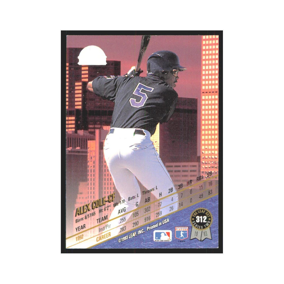 1993 Leaf Alex Cole Colorado Rockies/Florida Marlins #312