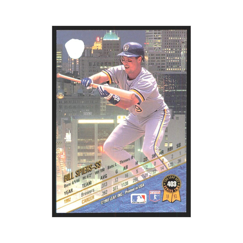 1993 Leaf Bill Spierss Brewers #403