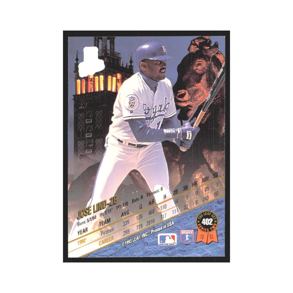 1993 Leaf Jose Lind Royals #402