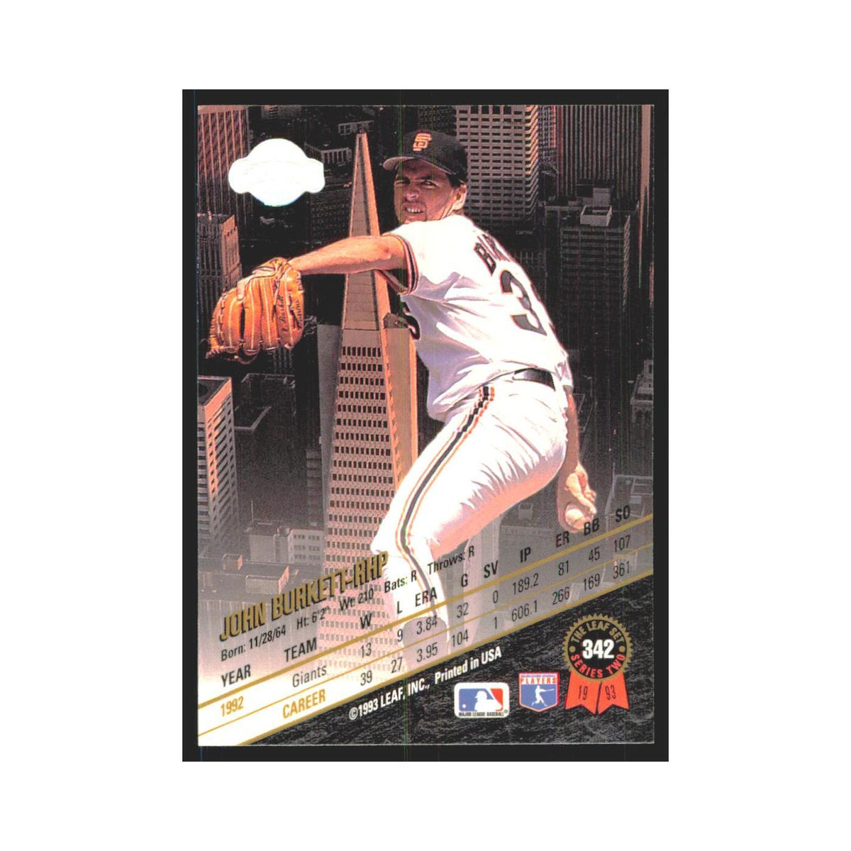 1993 Leaf John Burkett Giants #342