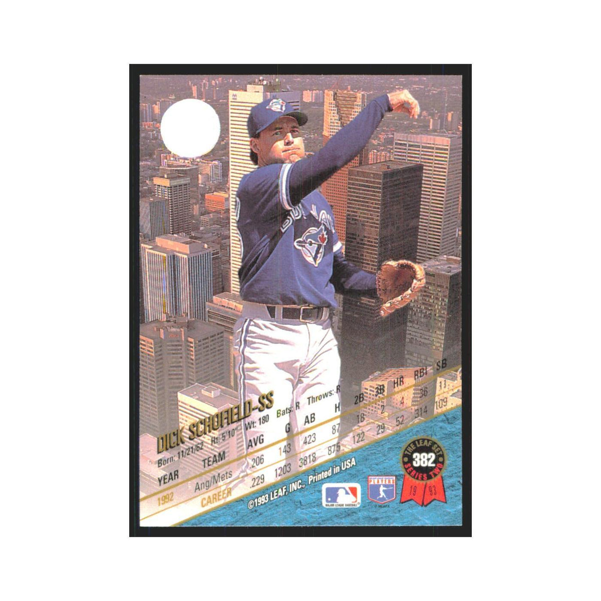 1993 Leaf Dick Schofield Blue Jays #382