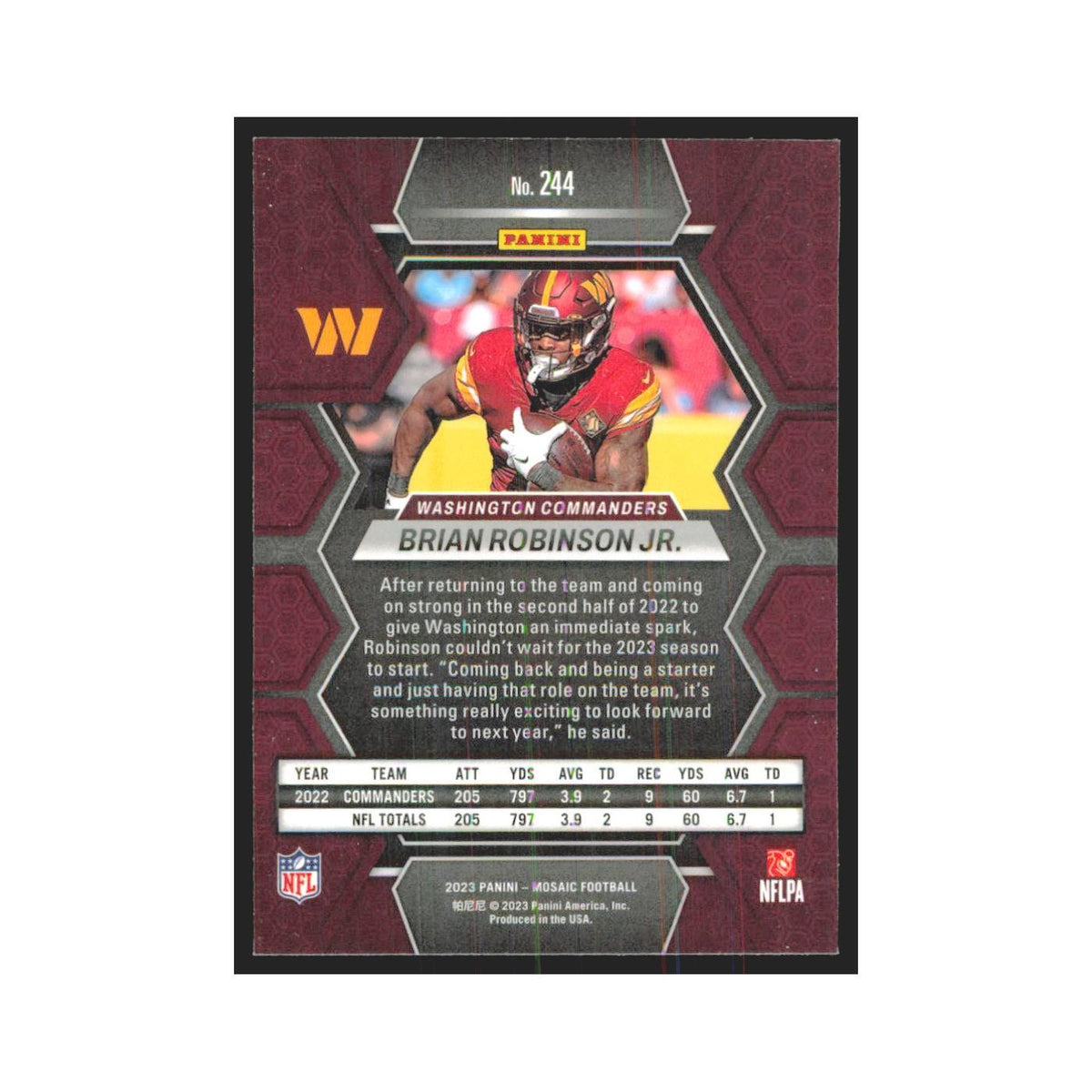 2023 Mosaic Brian Robinson Jr. Commanders #244