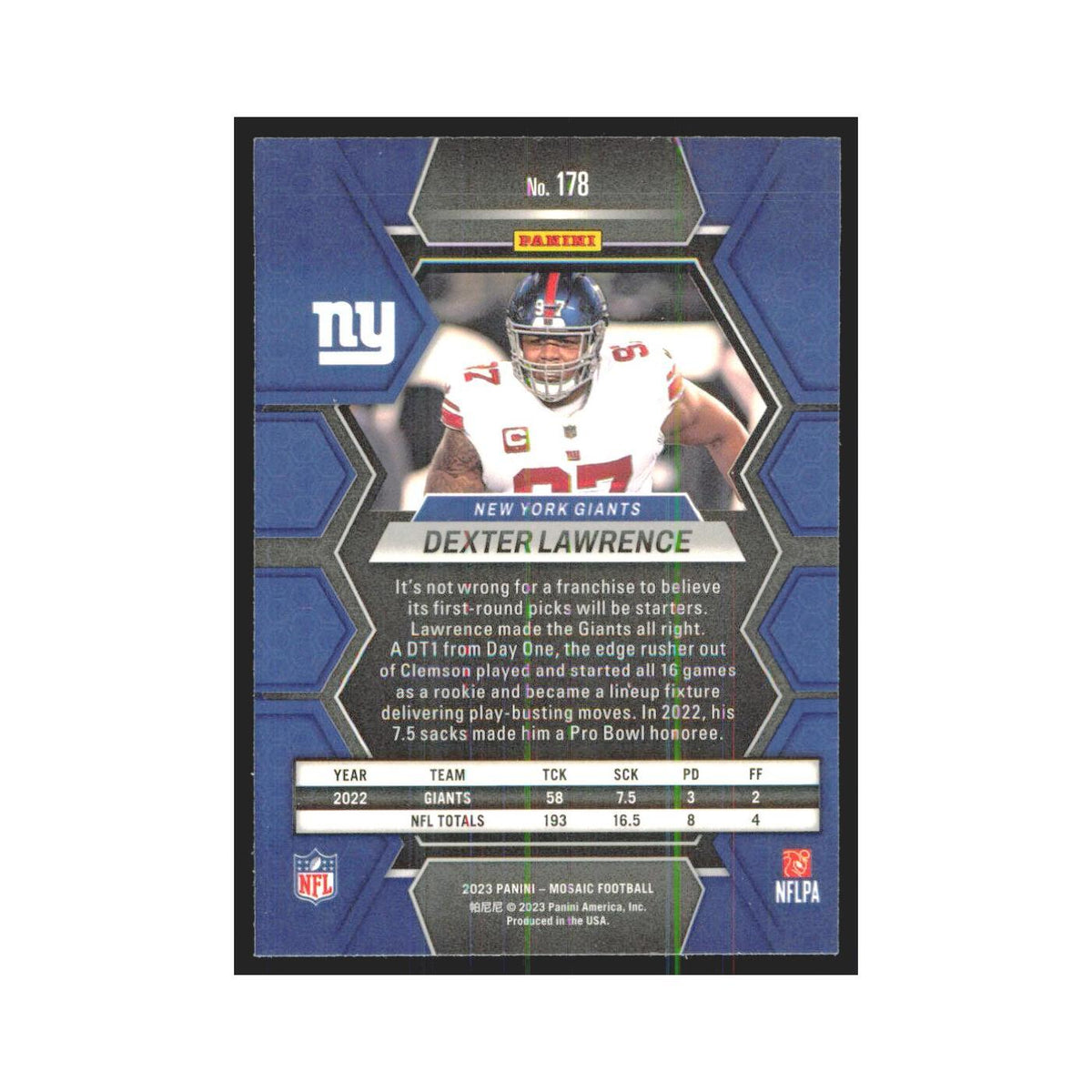 2023 Mosaic Dexter Lawrence Giants #178