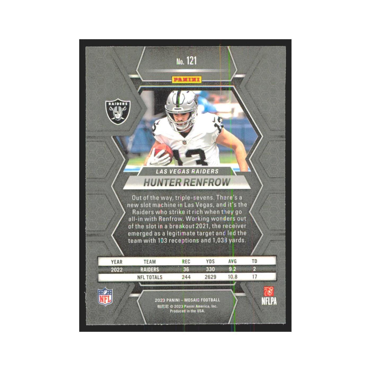 2023 Mosaic Hunter Renfrow Raiders #121