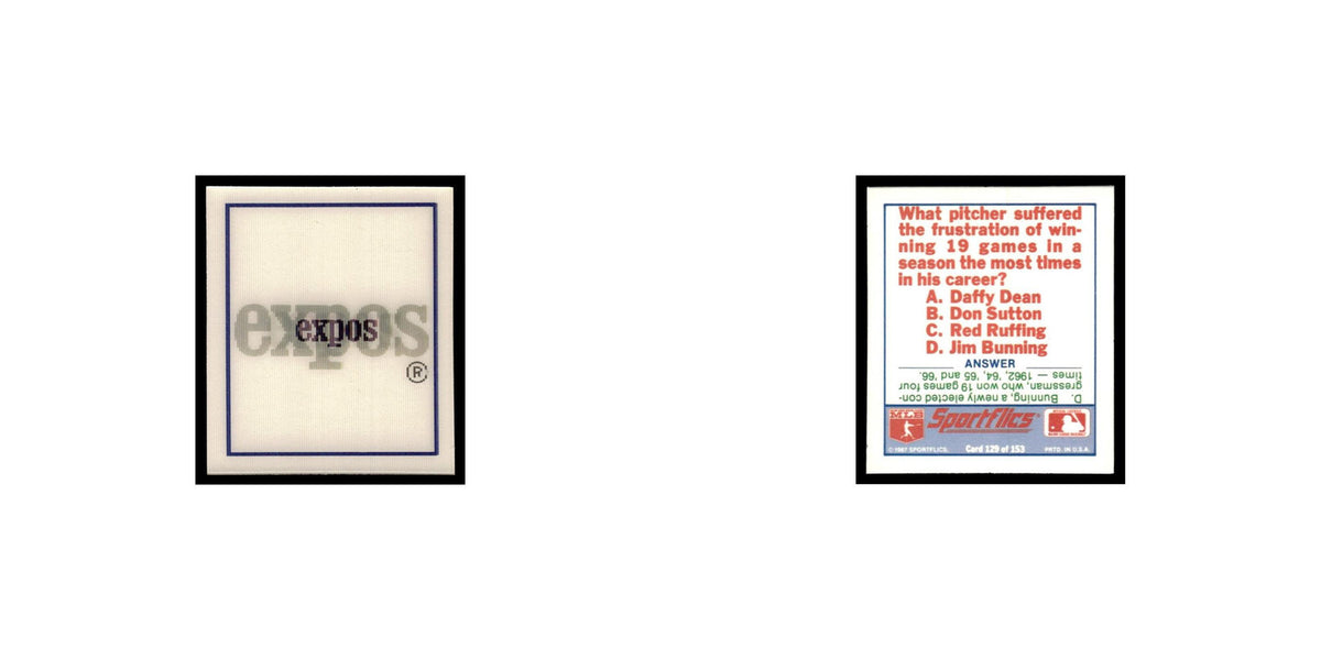 Montreal Expos 1988 Sportflics Mini Team Logo Trivia #129 Baseball Card NM