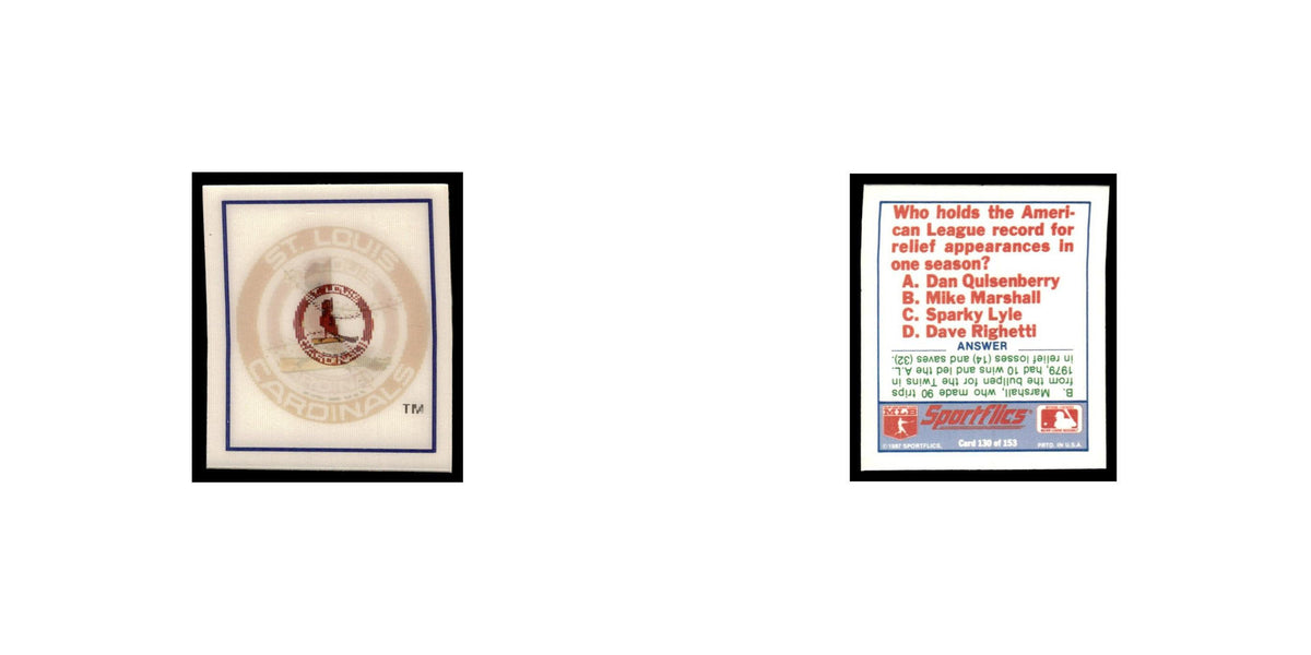 St. Louis Cardinals 1988 Sportflics Mini Team Logo Trivia #130 Baseball Card NM