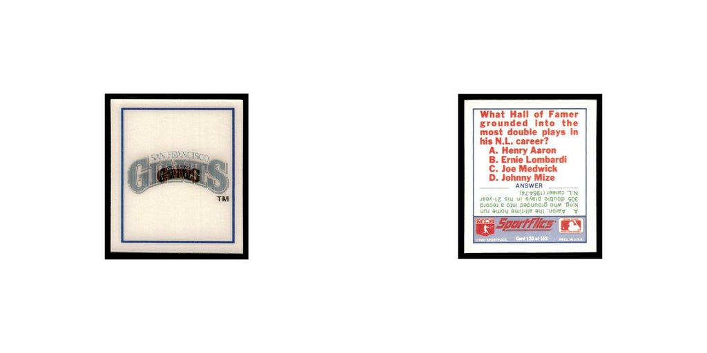 San Francisco Giants 1988 Sportflics Mini Team Logo Trivia #123 Baseball Card NM