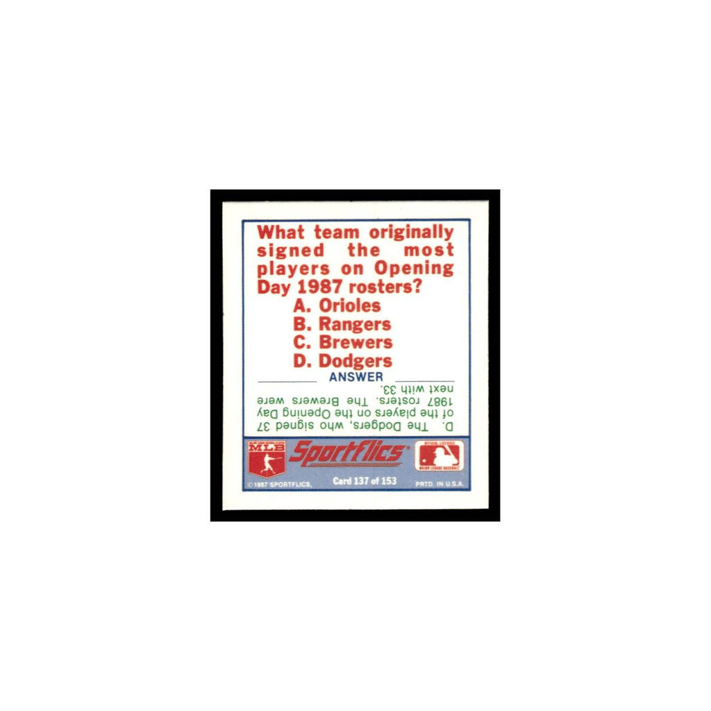 San Diego Padres 1988 Sportflics Mini Team Logo Trivia #137 Baseball Card NM