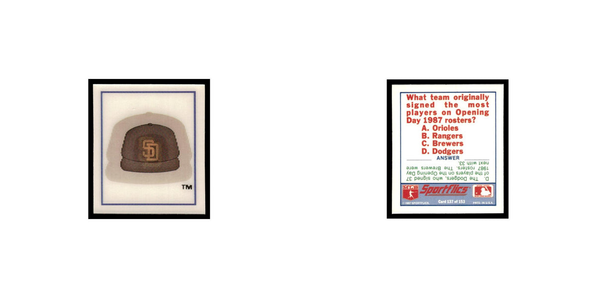 San Diego Padres 1988 Sportflics Mini Team Logo Trivia #137 Baseball Card NM