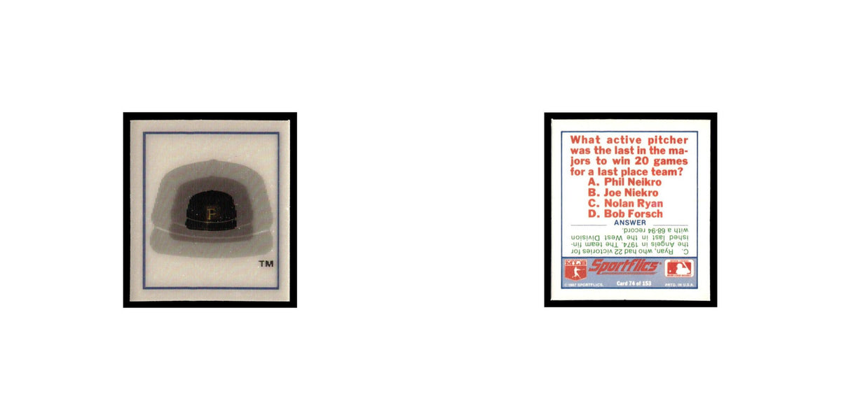Pittsburgh Pirates 1988 Sportflics Mini Team Logo Trivia #74 Baseball Card NM