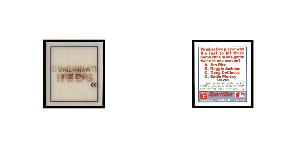 Cincinnati Reds 1988 Sportflics Mini Team Logo Trivia #67 Baseball Card NM