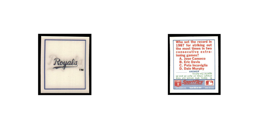 Kansas City Royals 1988 Sportflics Mini Team Logo Trivia #152 Baseball Card NM