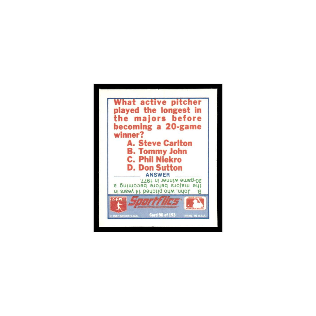 Detroit Tigers 1988 Sportflics Mini Team Logo Trivia #90 Baseball Card NM