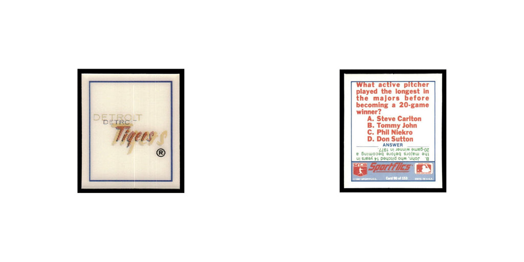 Detroit Tigers 1988 Sportflics Mini Team Logo Trivia #90 Baseball Card NM