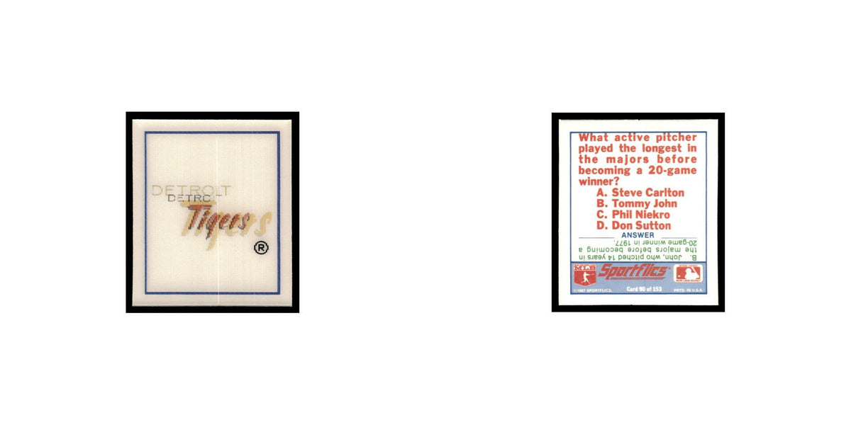 Detroit Tigers 1988 Sportflics Mini Team Logo Trivia #90 Baseball Card NM