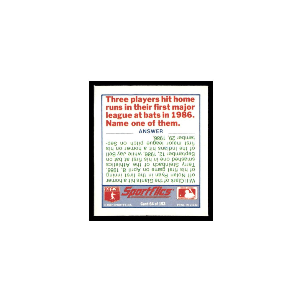 Cleveland Indians 1988 Sportflics Mini Team Logo Trivia #64 Baseball Card NM