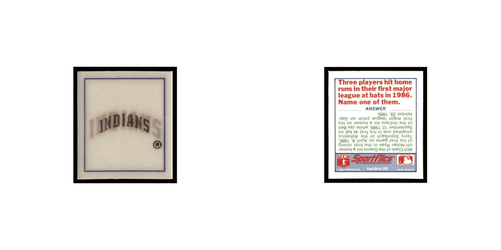 Cleveland Indians 1988 Sportflics Mini Team Logo Trivia #64 Baseball Card NM