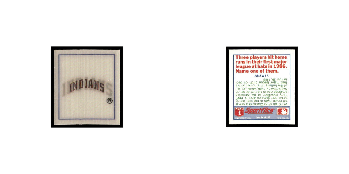 Cleveland Indians 1988 Sportflics Mini Team Logo Trivia #64 Baseball Card NM