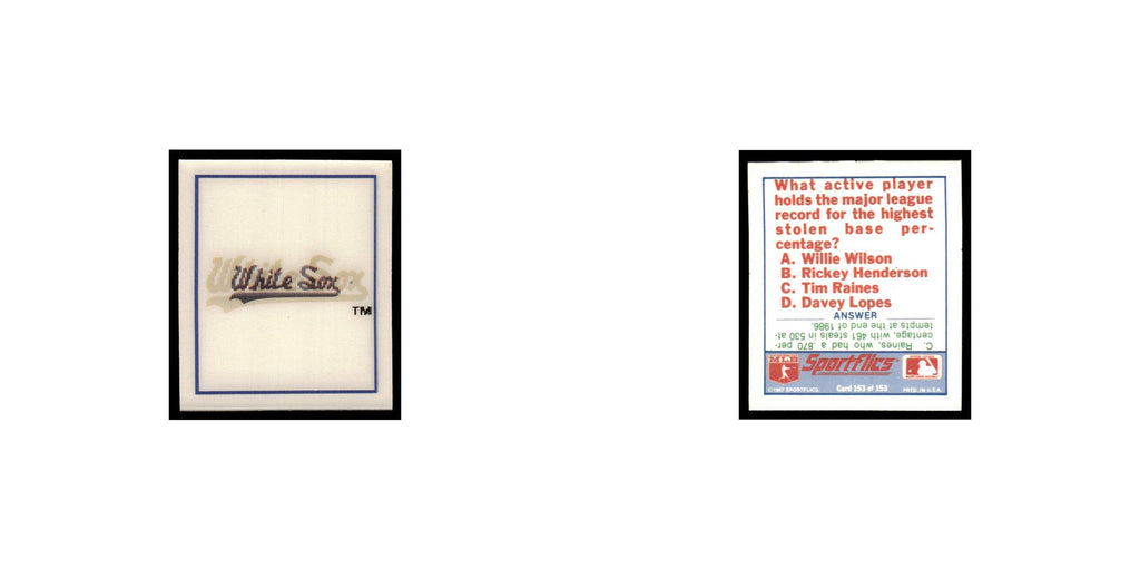 Chicago White Sox 1988 Sportflics Mini Team Logo Trivia #153 Baseball Card NM