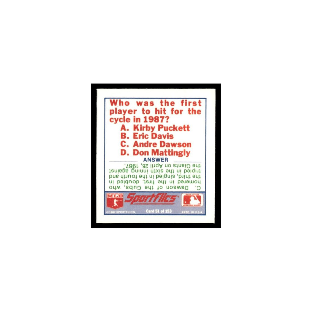 Pittsburgh Pirates 1988 Sportflics Mini Team Logo Trivia #51 Baseball Card NM