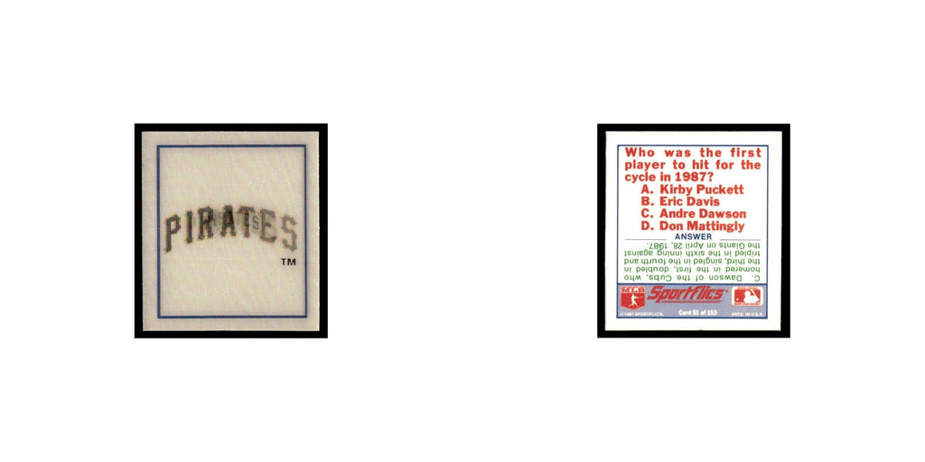 Pittsburgh Pirates 1988 Sportflics Mini Team Logo Trivia #51 Baseball Card NM