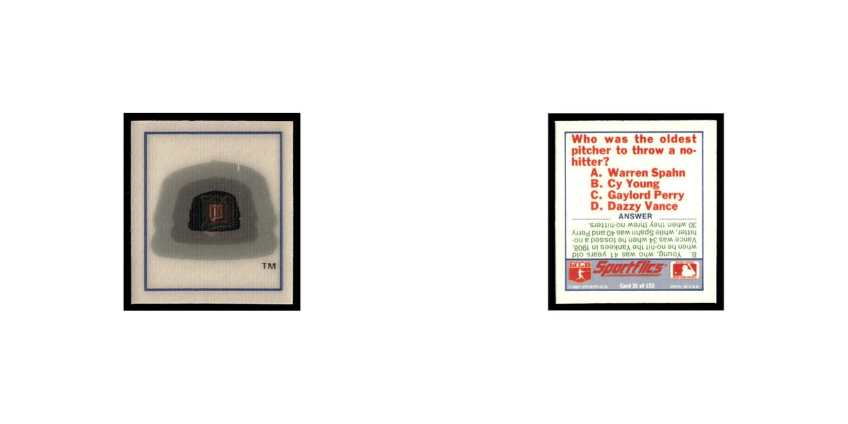 Minnesota Twins 1988 Sportflics Mini Team Logo Trivia #31 Baseball Card NM