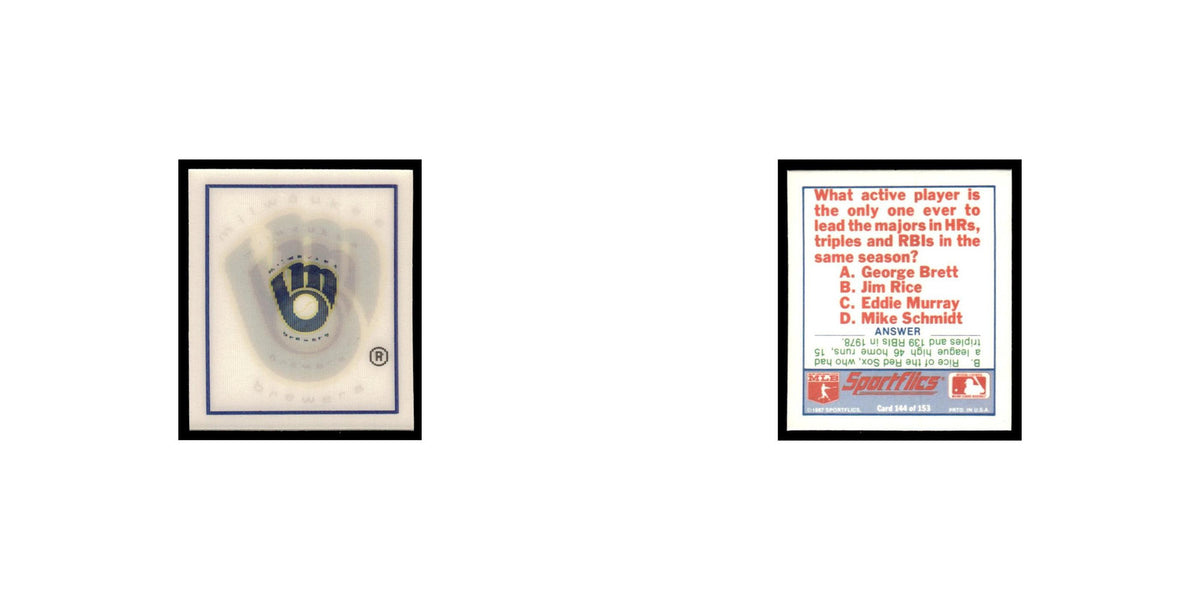 Milwaukee Brewers 1988 Sportflics Mini Team Logo Trivia #144 Baseball Card NM